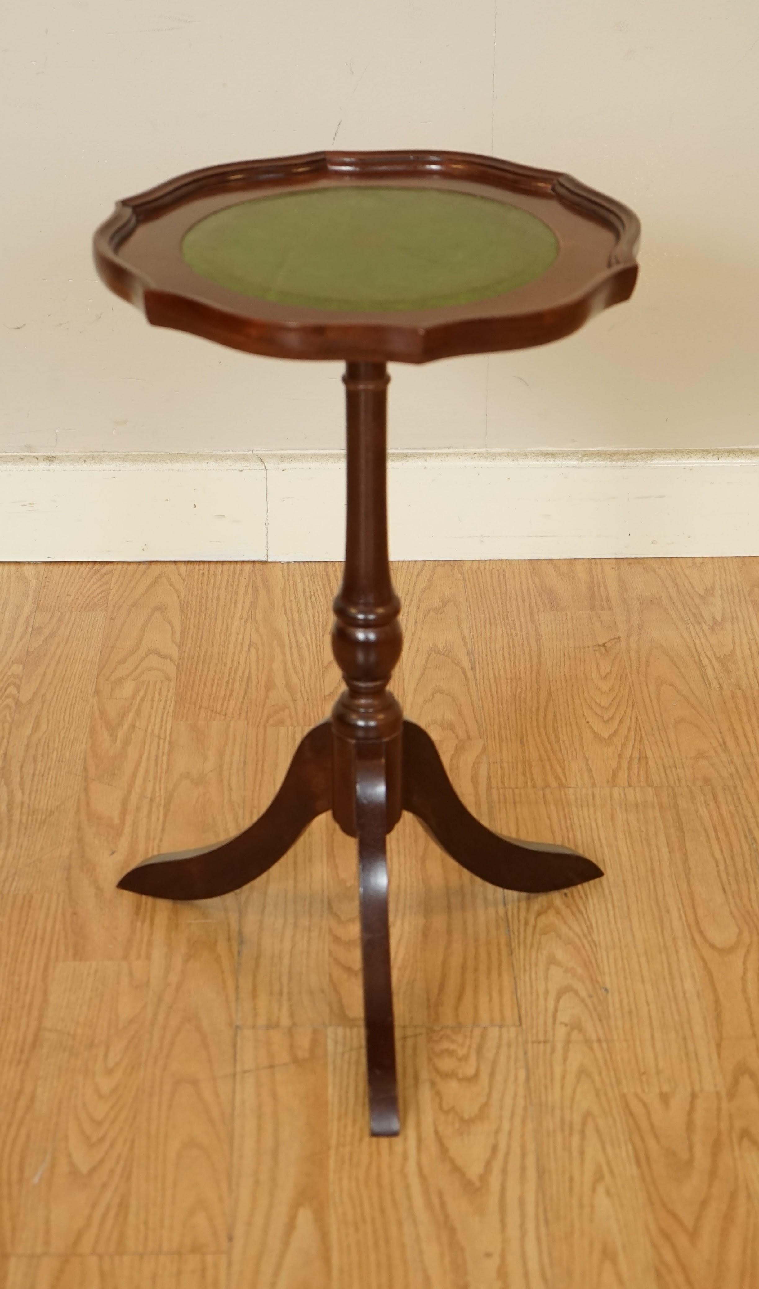 Vintage Mahogany Green Leather Top Plant End Side Table Stand at 1stDibs